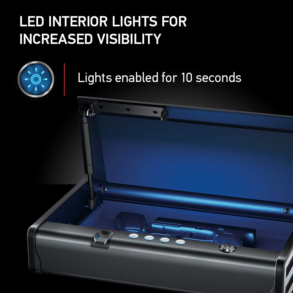 Pry-resistant solid steel door on a gun safe.