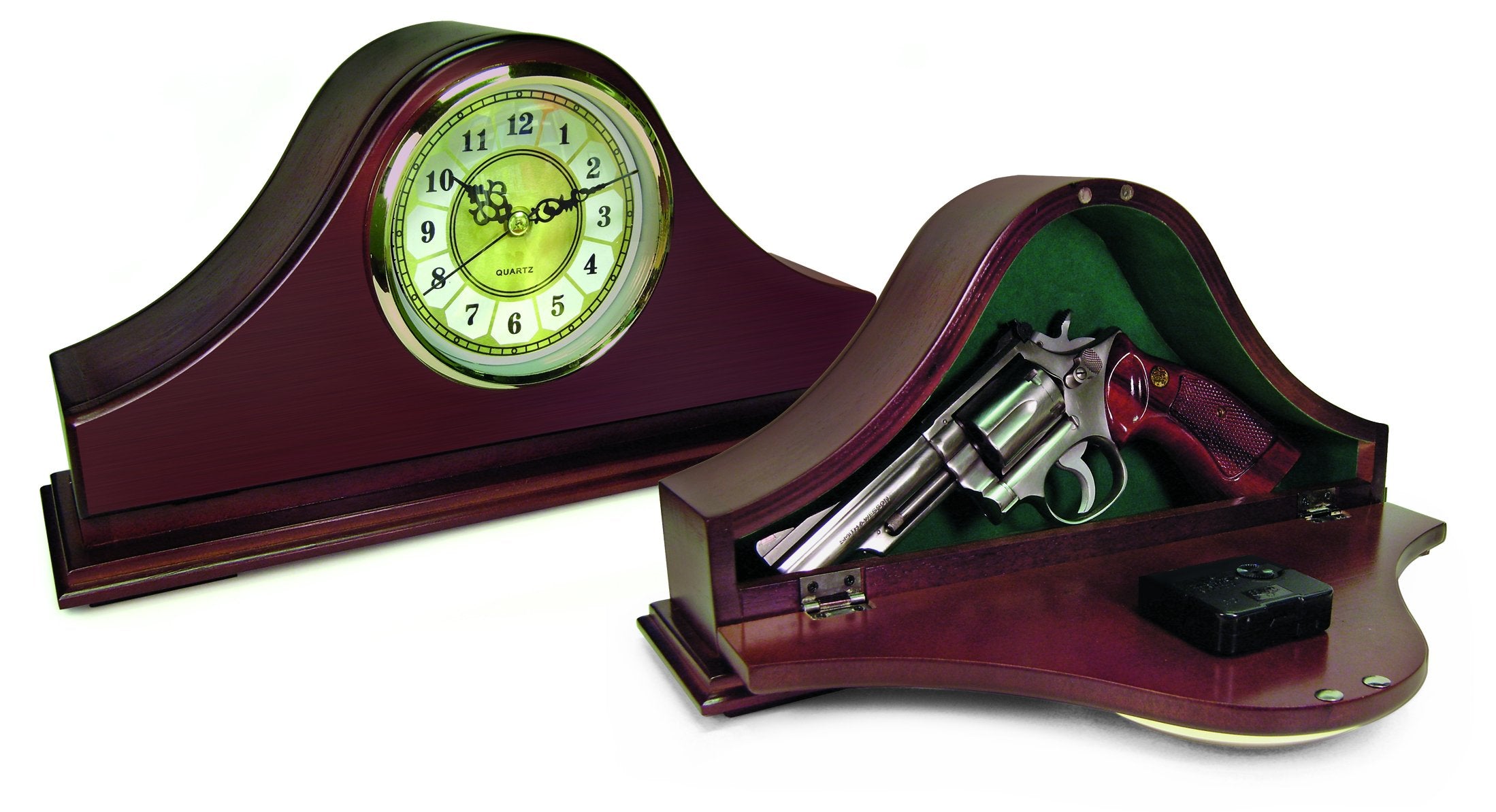 PS Products Mantel Concealment Clock hidden compartment open for secure storage