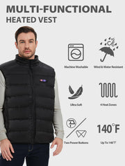 PTAHDUS vest demonstrates water resistance with DWR coating for light drizzle protection.