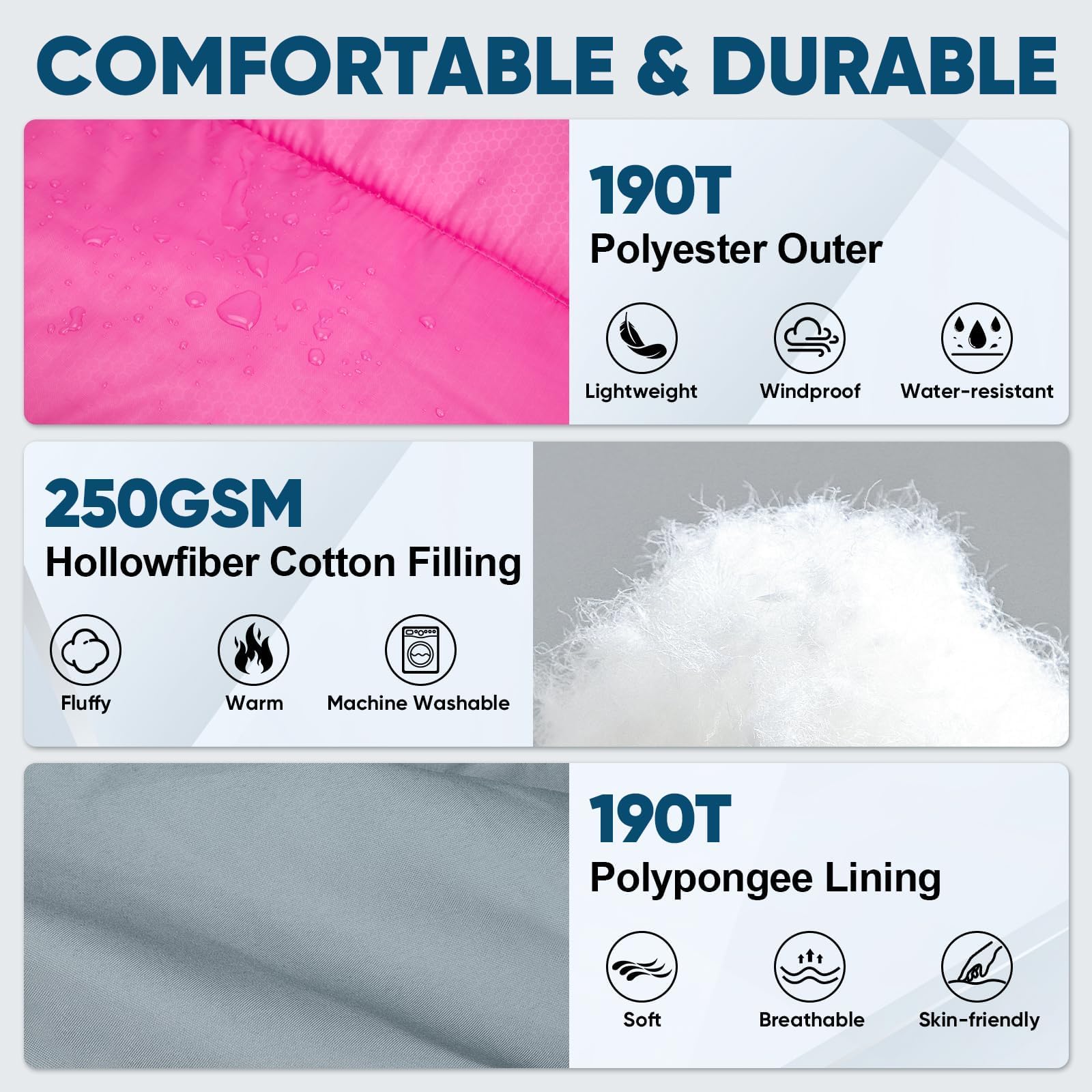 PTEROMY adjustable drawstring to seal warmth around head and neck