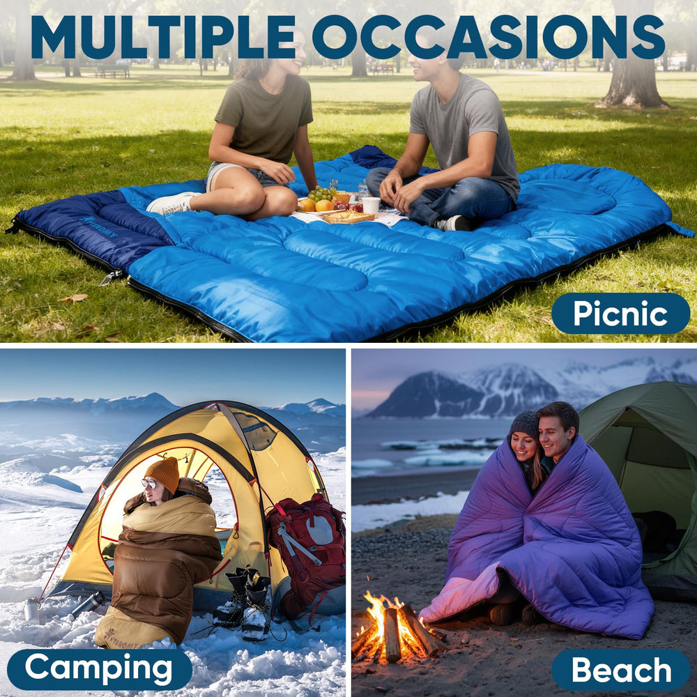 PTEROMY sleeping bag with compression bag ready for compact backpack storage.