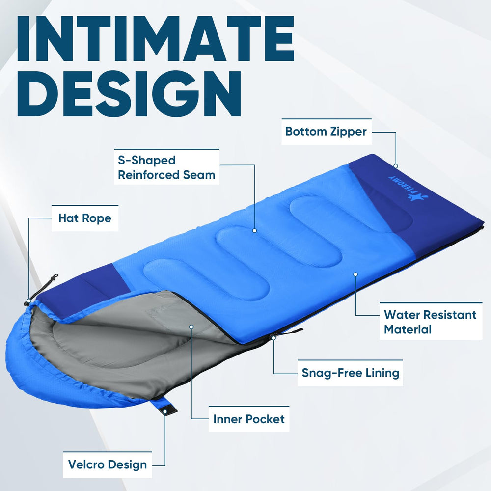 PTEROMY sleeping bag bottom zipper enables quick ventilation on warm nights.