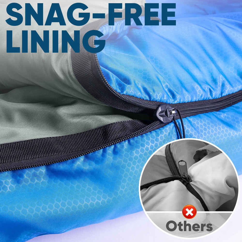 PTEROMY sleeping bag inner lining showcases soft spun cotton for cozy feel and stable warmth.