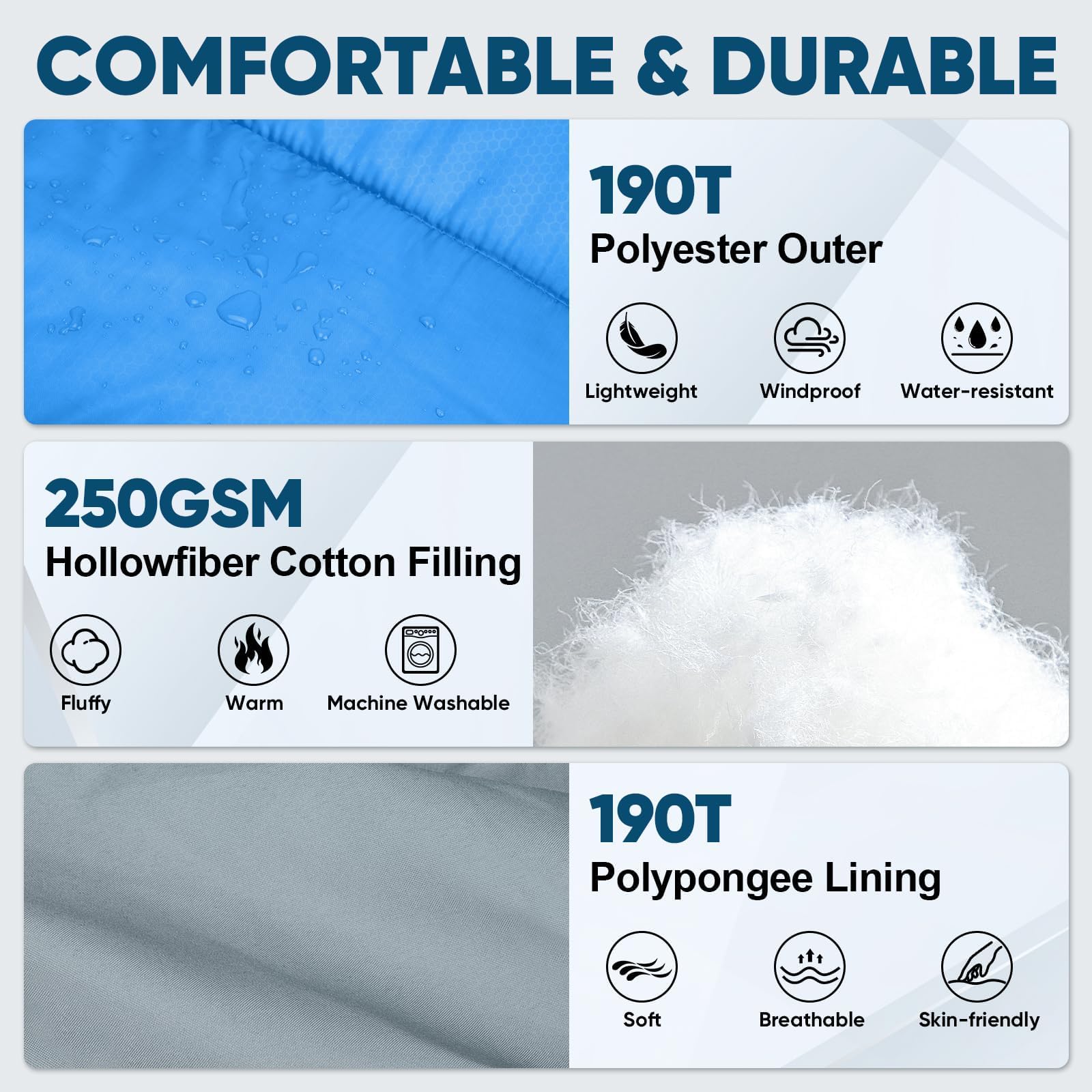 PTEROMY sleeping bag inner-pocket blue keeps small essentials secure during campsites.