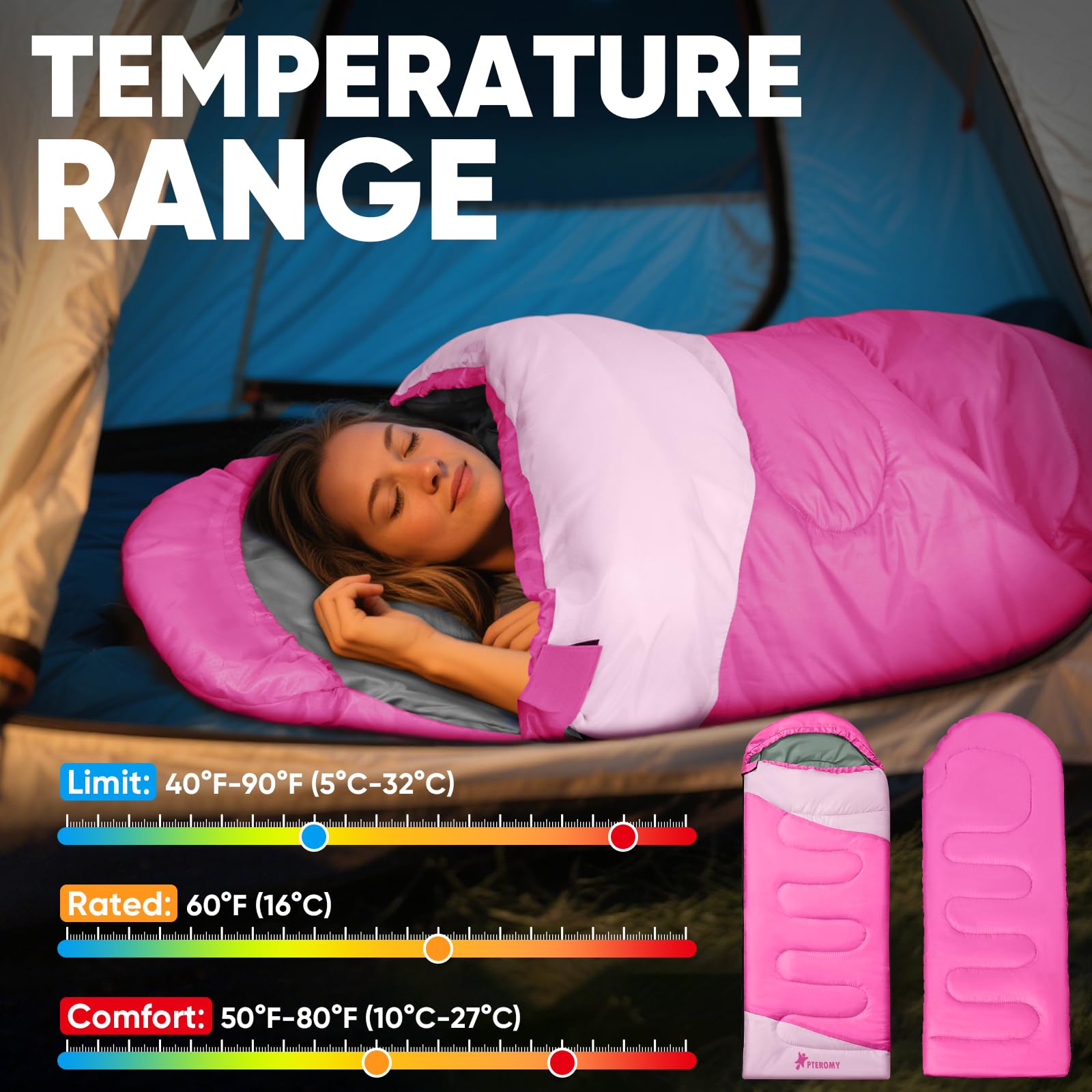 PTEROMY ultralight sleeping bag weighs 1.35kg for easier backpacking