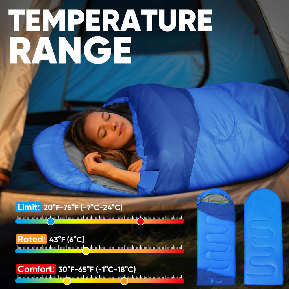 PTEROMY sleeping bag water-resistant fabric shields contents from dew or mist.