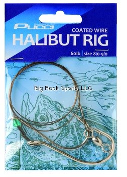 Pucci SHR7/0-8/0 halibut rig with 60 lb coated wire for near-bottom bait presentation