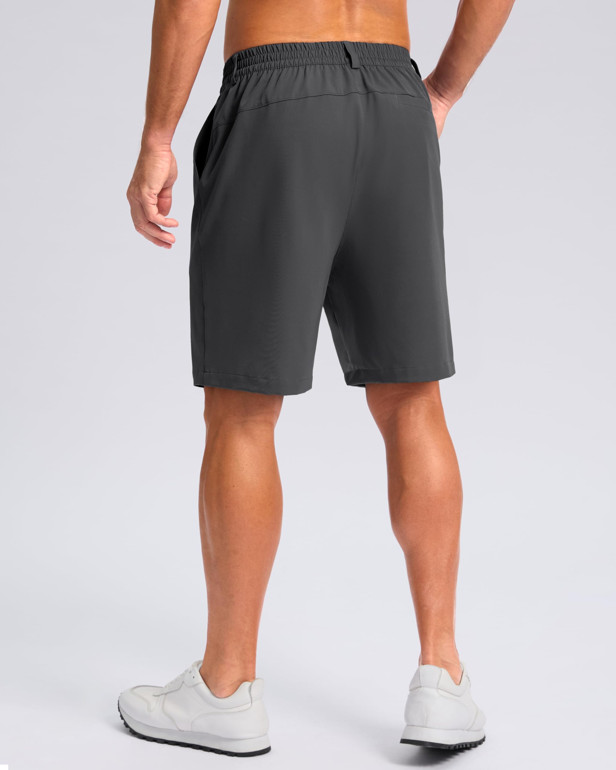 Pudolla charcoal shorts back view showing deep back pocket for secure storage