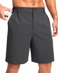 Pudolla charcoal shorts front view highlighting lightweight stretch fabric for all-day comfort