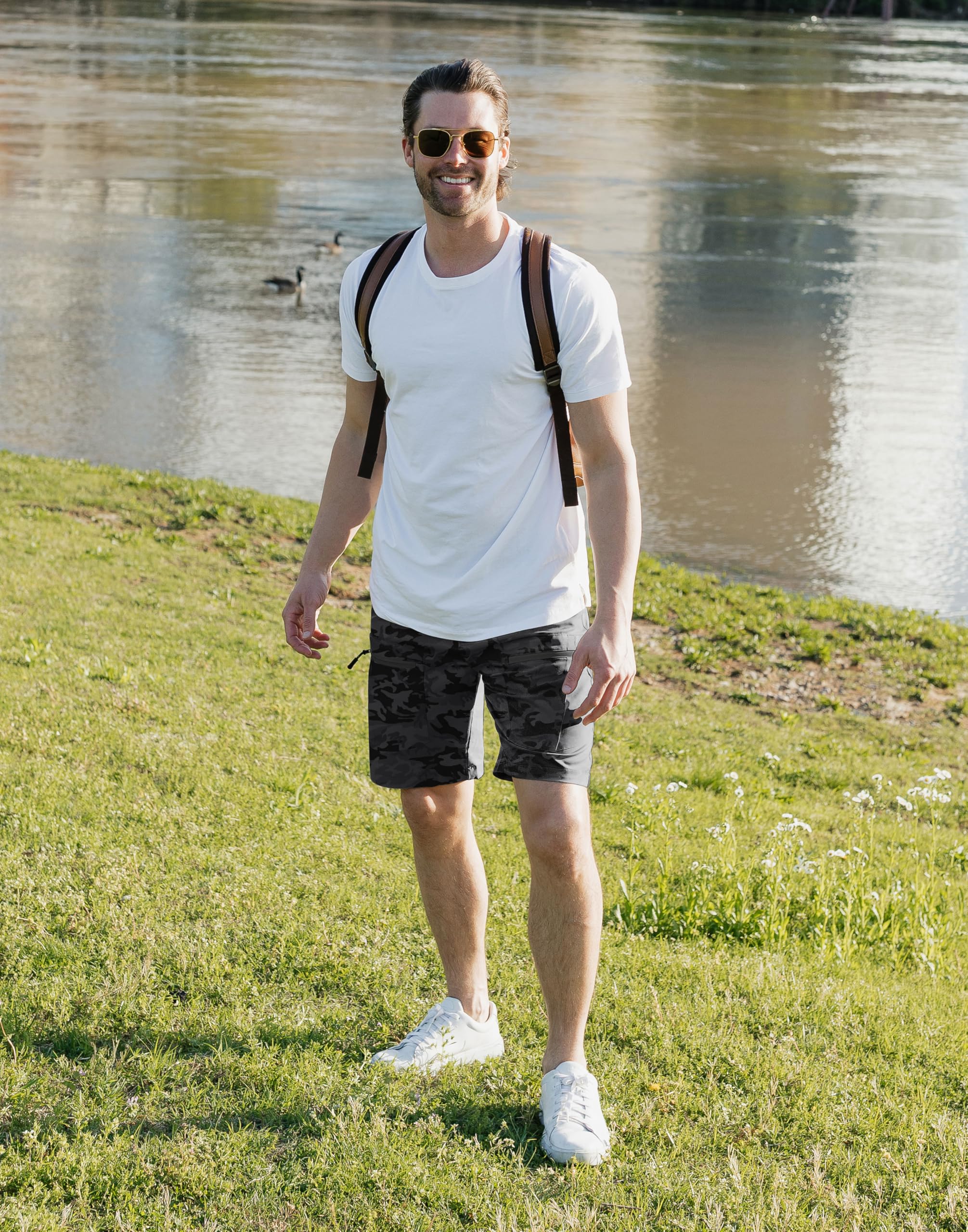 Pudolla elastic waistband shorts with secure fit for daily wear and travel