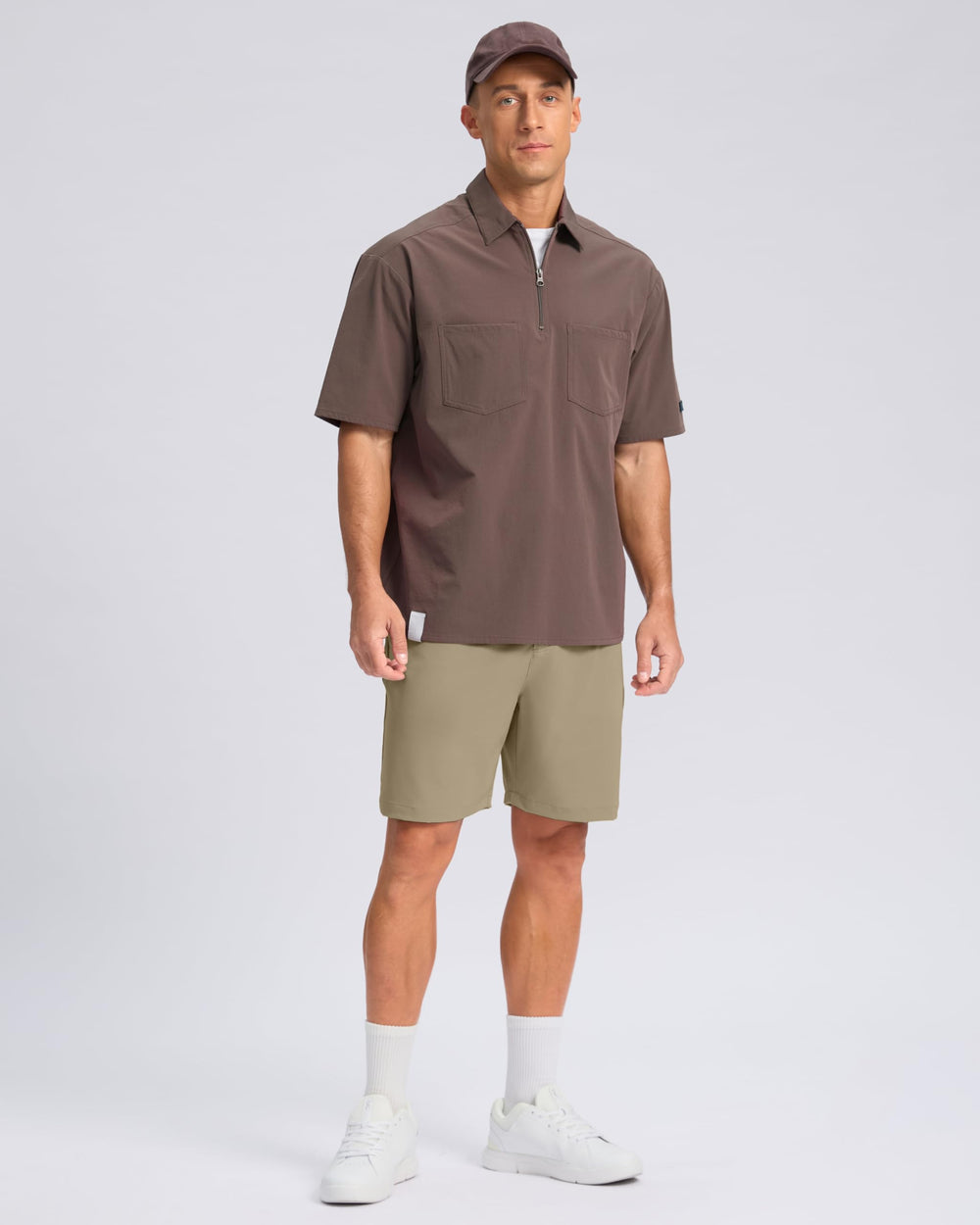 Pudolla men's casual shorts back snap pocket for secure storage