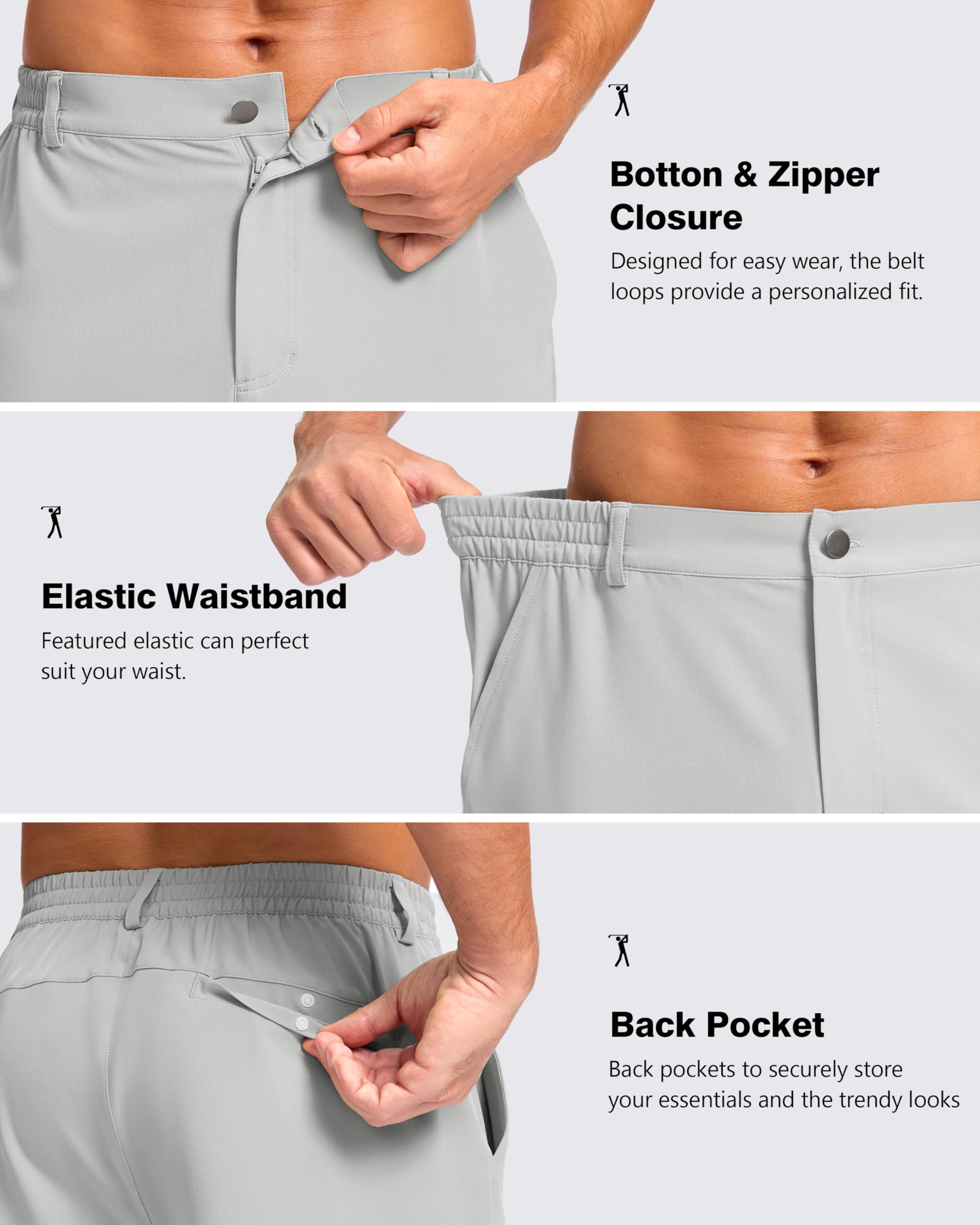 Pudolla men's casual shorts elastic waistband provides a snug, adaptable fit.