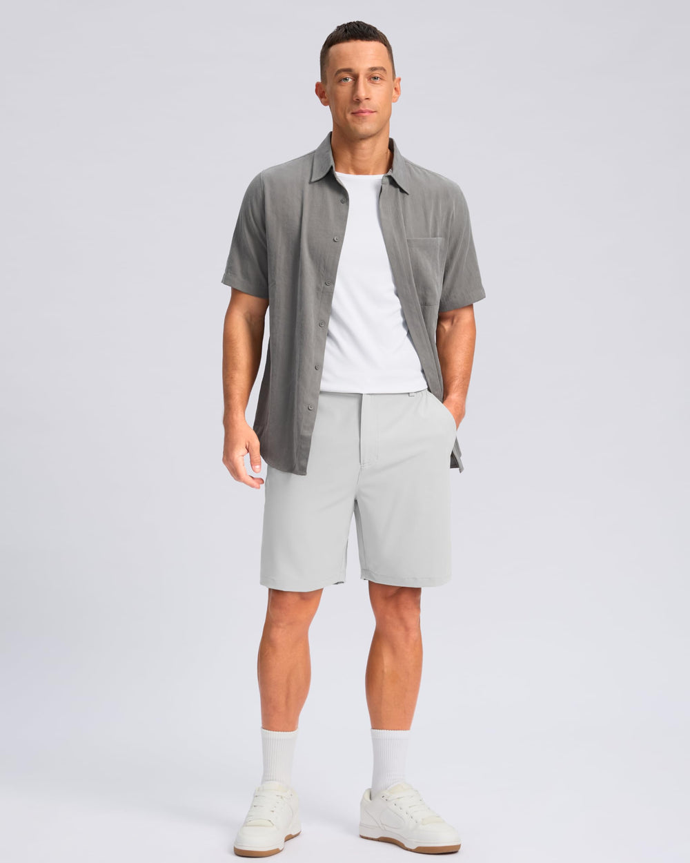 Pudolla shorts feature water-resistant, breathable fabric for all-day wear.