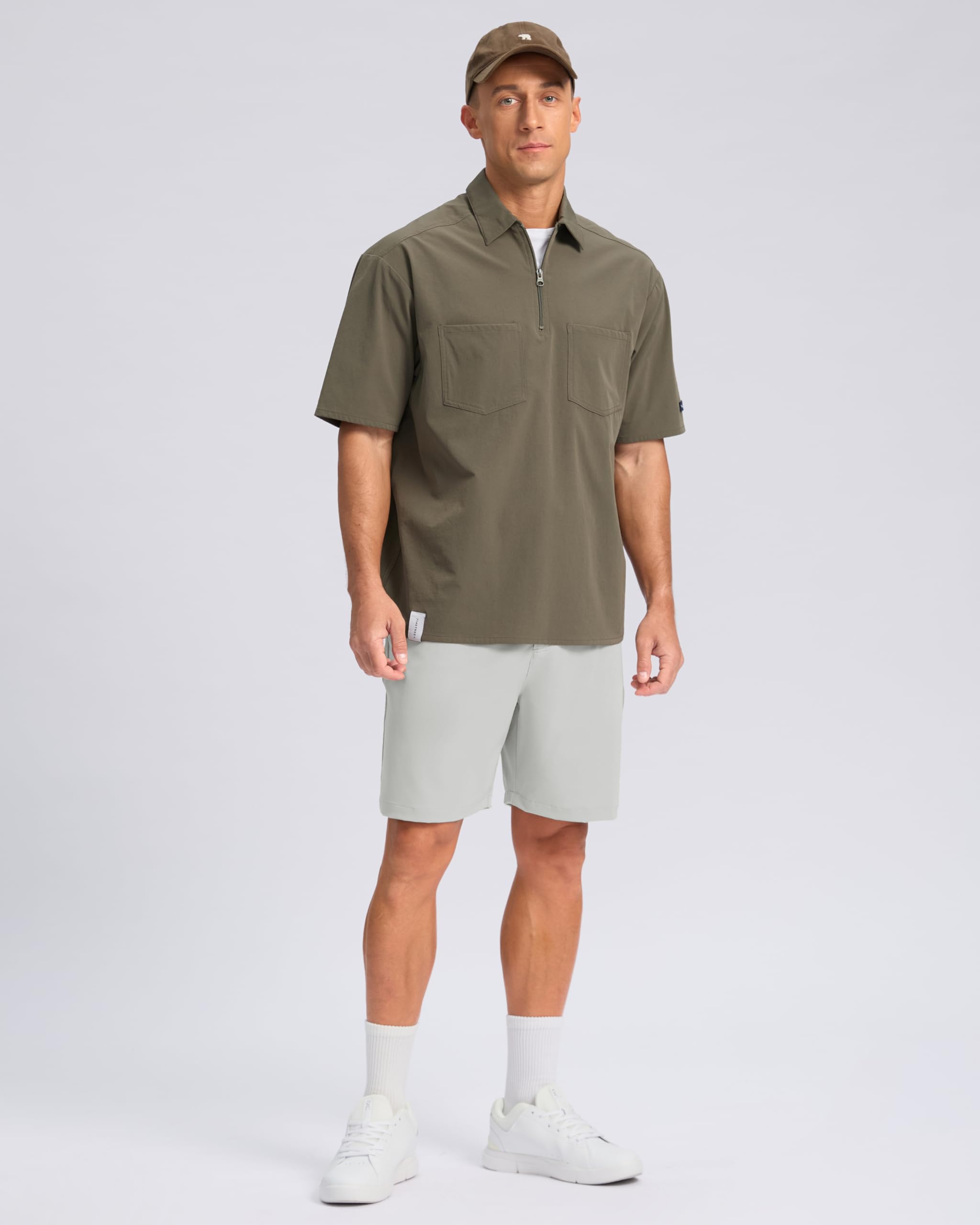 Pudolla men's casual shorts water-resistant breathable fabric supports outdoor wear all day.