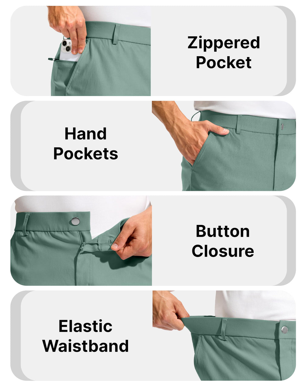 Pudolla shorts with elastic waistband provide a comfortable, flexible fit.