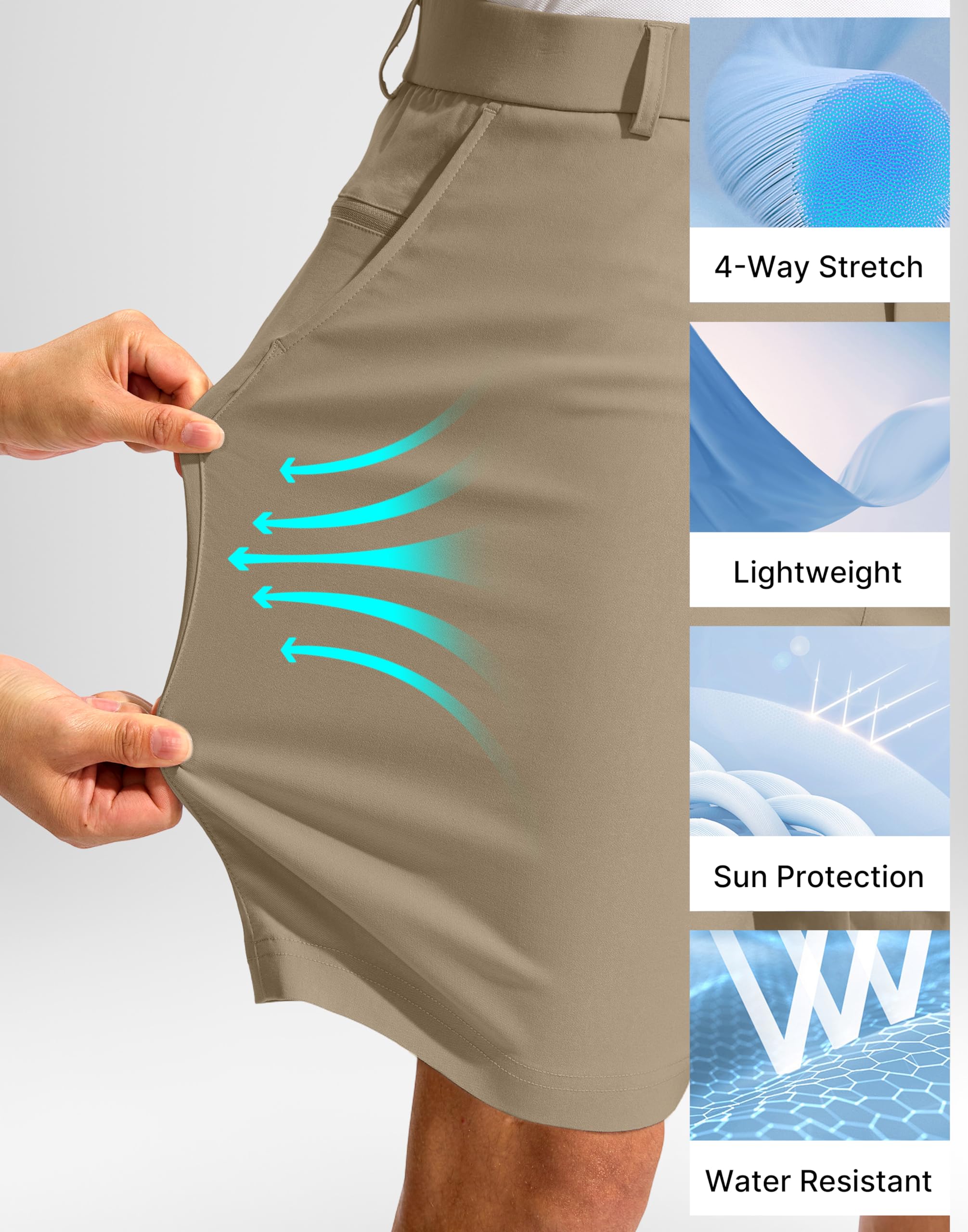 Pudolla golf shorts with inseams 7-9 inches for balanced coverage and freedom.