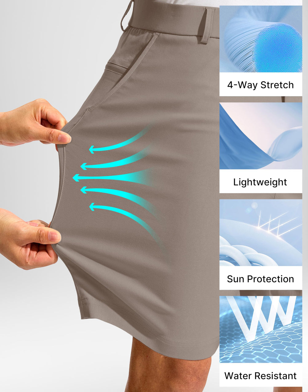 Pudolla golf shorts on green, versatile for golf and everyday wear.