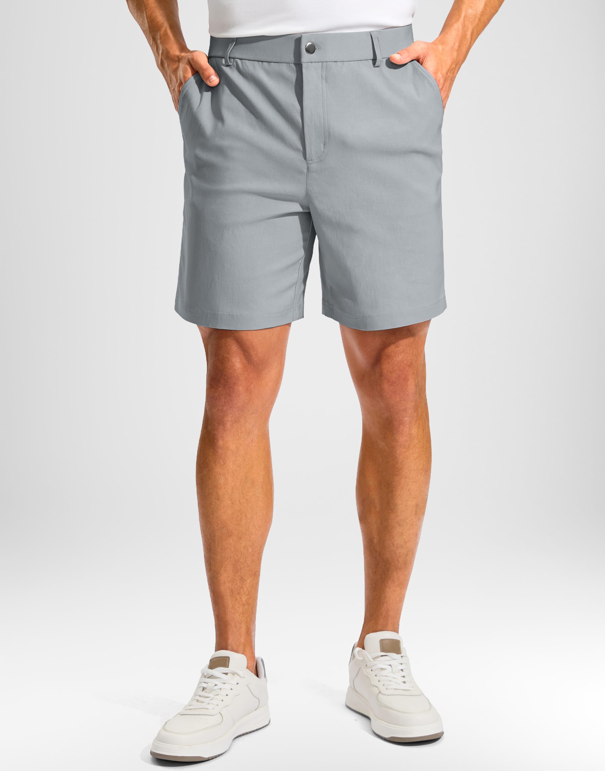 Pudolla men's golf shorts Shadow Grey back view highlighting sleek fit