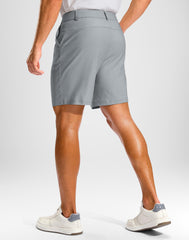 Pudolla men's golf shorts Shadow Grey side view emphasizing stretch for range of motion