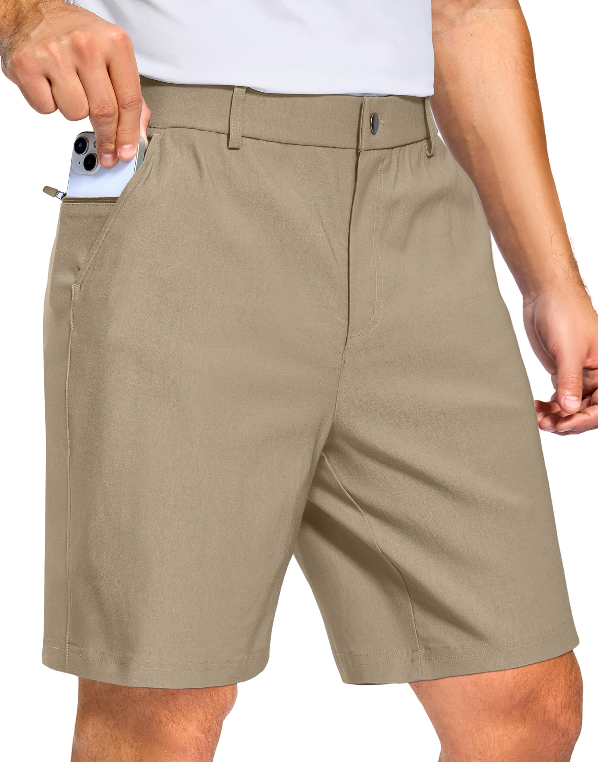 Pudolla men's golf shorts with stretch fabric for unrestricted movement on the course.