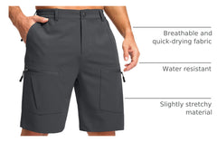 Pudolla men's hiking cargo shorts back pocket view highlighting secure storage