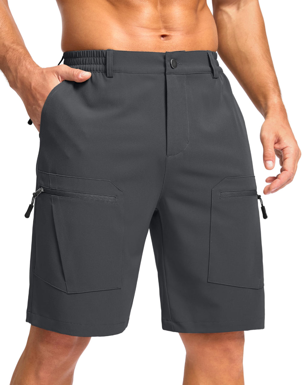 Pudolla men's hiking cargo shorts front view showing rugged design for outdoor days