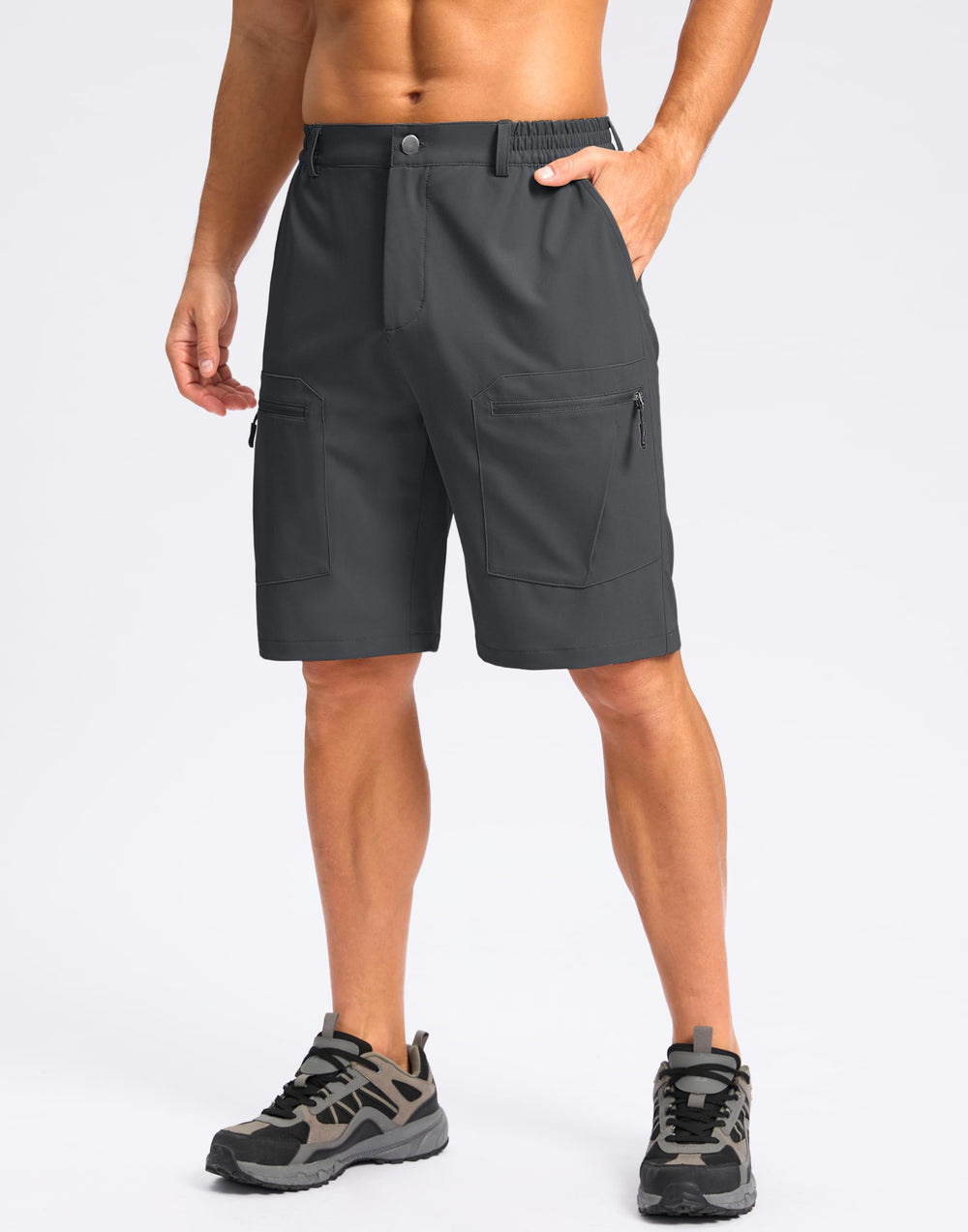 Pudolla men's hiking cargo shorts side pocket focus for trail access