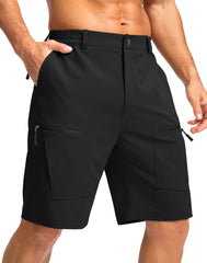 Pudolla men's hiking shorts front view shows lightweight, breathable fabric for all-day wear.