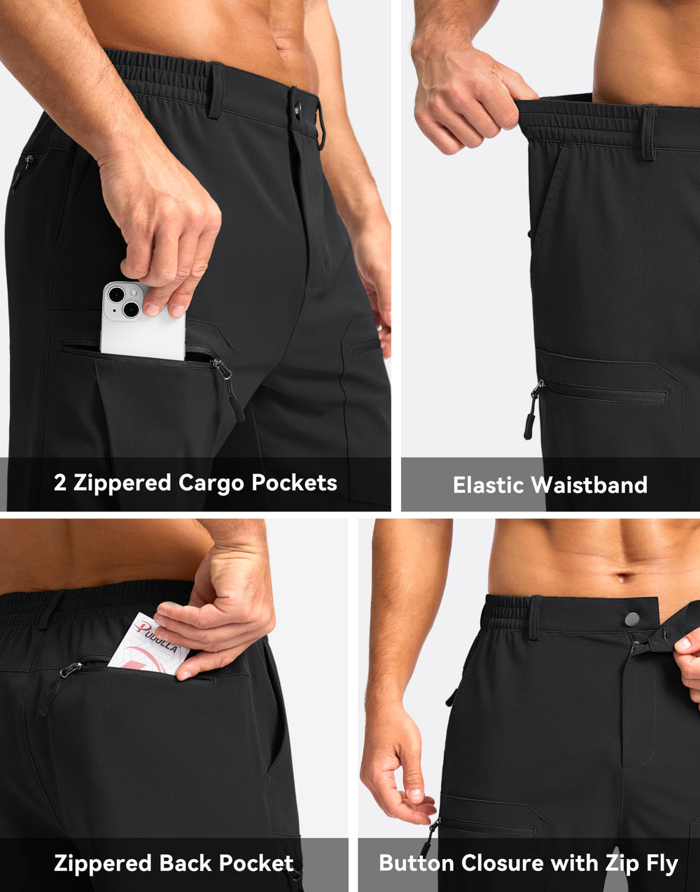 Pudolla men's hiking shorts UPF 50+ protection helps shade sun on sunny days.