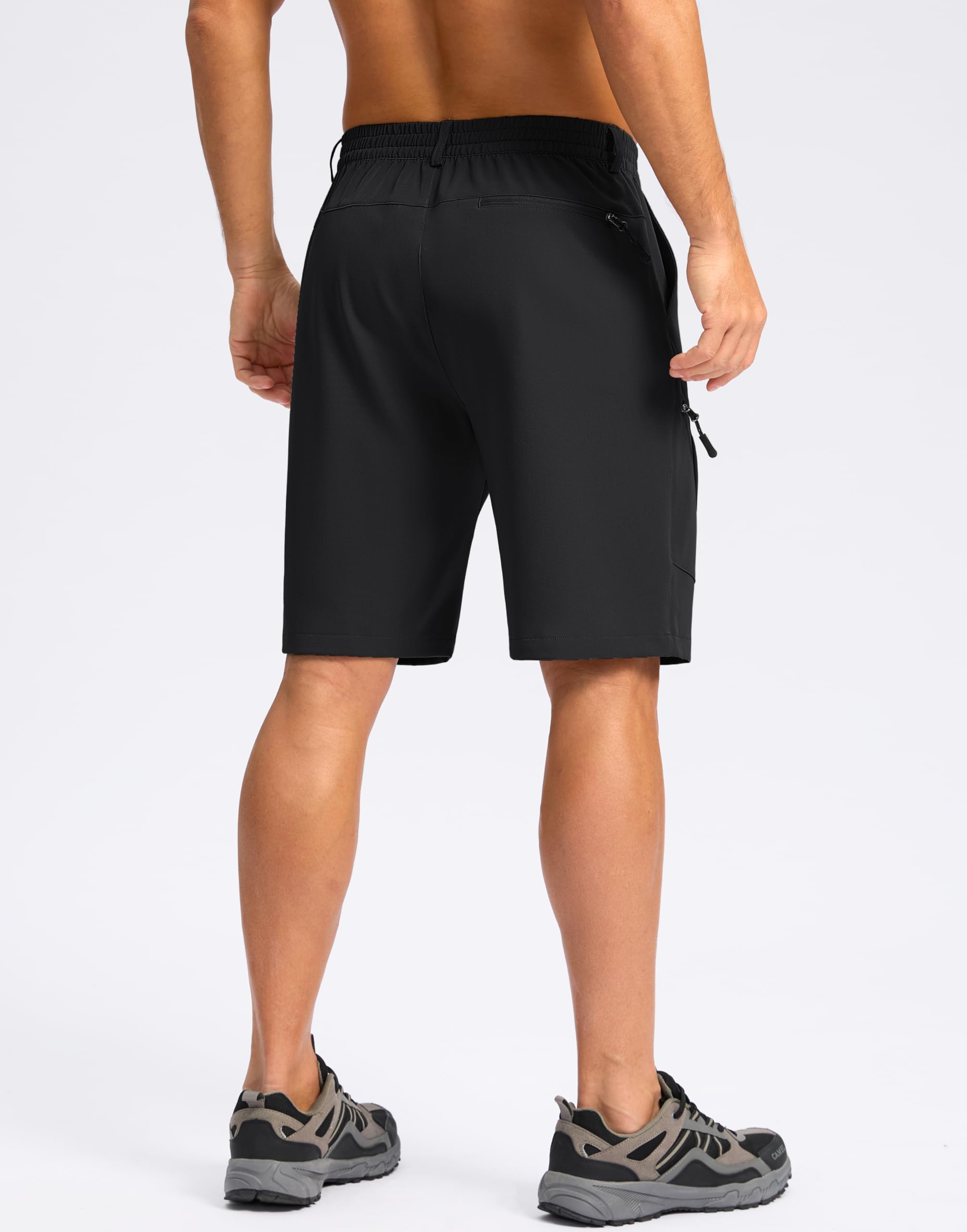 Pudolla men's hiking shorts water-repellent fabric stands up to light spray during adventures.