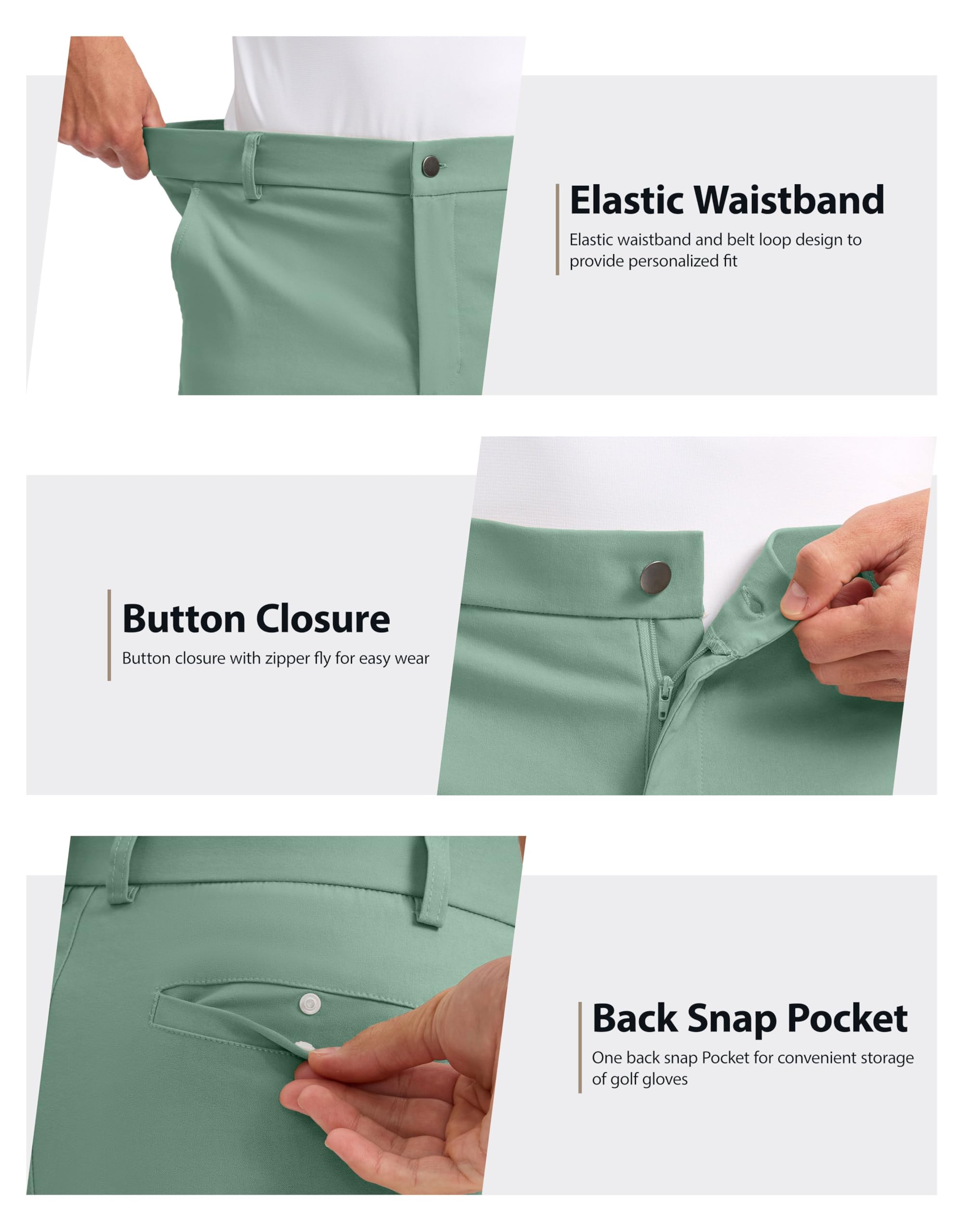 Pudolla shorts suitable for golf, travel, work, hiking, and daily casual wear