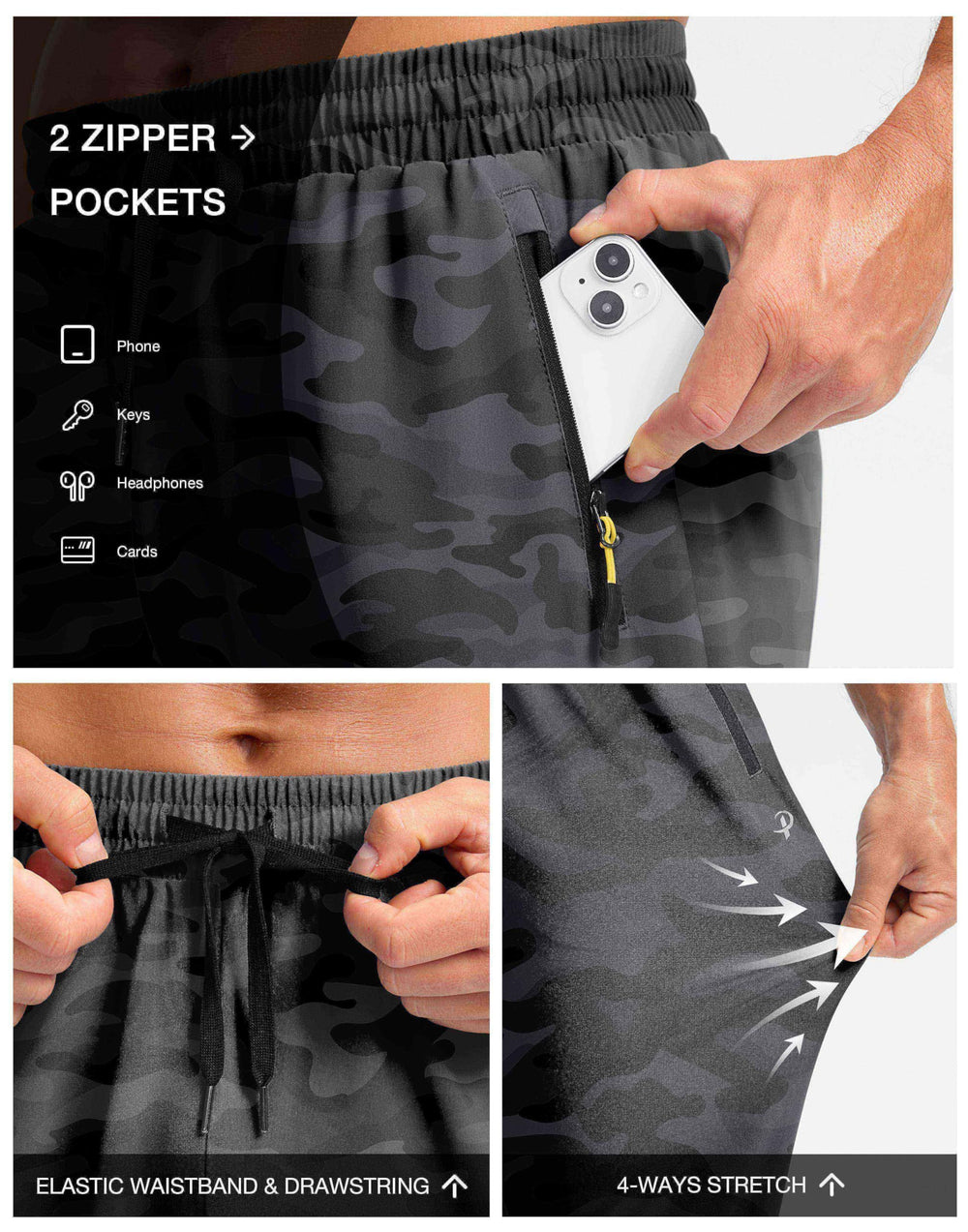 Pudolla men's sweatpants quick-dry fabric keeps you cool after outdoor runs.