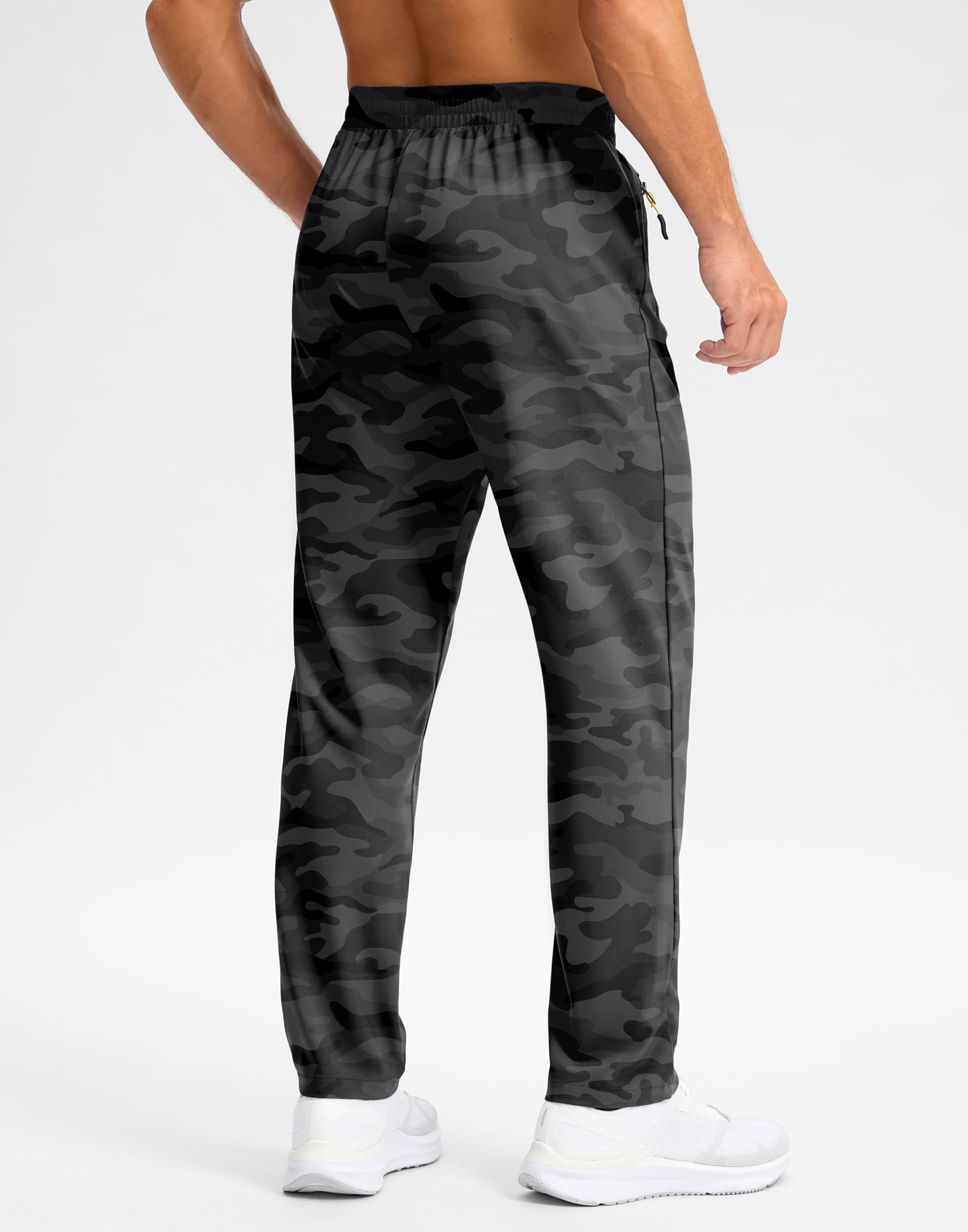 Pudolla men's sweatpants water-resistant fabric detail sheds light rain and stains.
