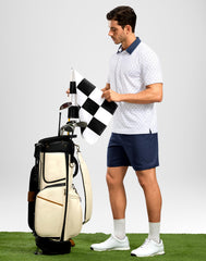 Pudolla navy-blue shorts side seam highlighting 4-way stretch for freedom of movement