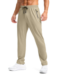 Pudolla pants front view shows light khaki color with breathable quick-dry performance.
