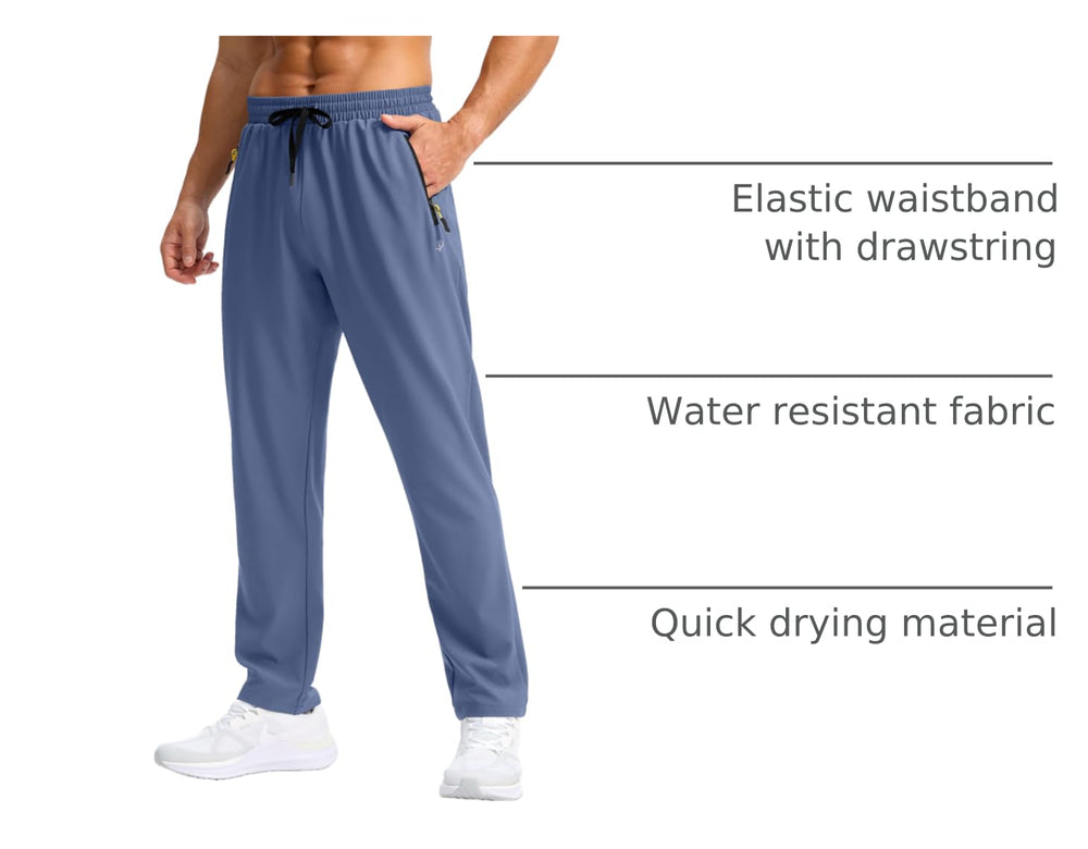 Pudolla sweat pants haze blue zip-pocket closeup for secure storage during workouts.