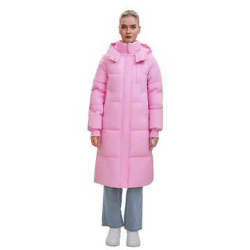 PUFFIT Long Puffer Jacket back view shows knee-length warmth and full coverage