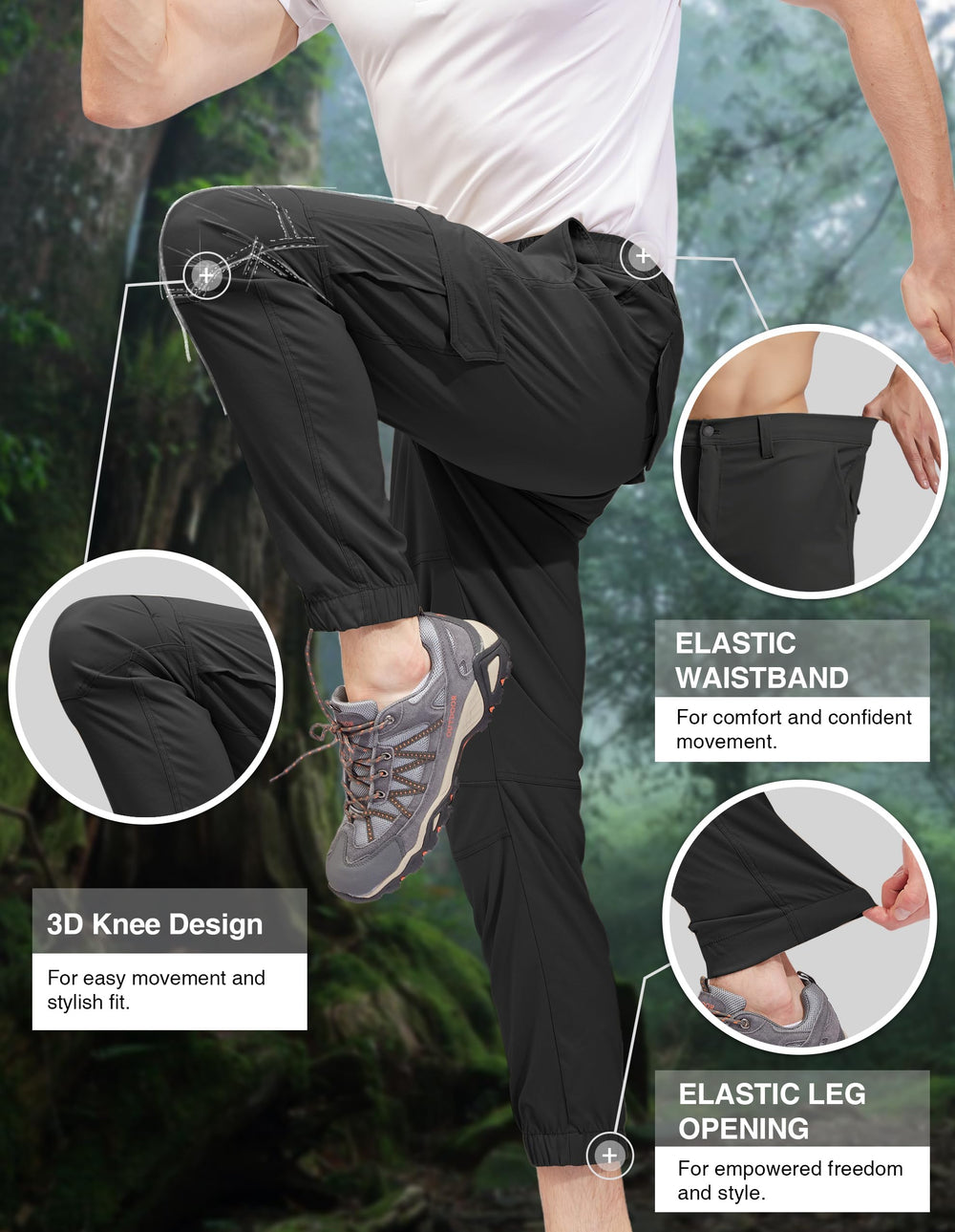 PULI cargo joggers with elastic waistband for secure movement
