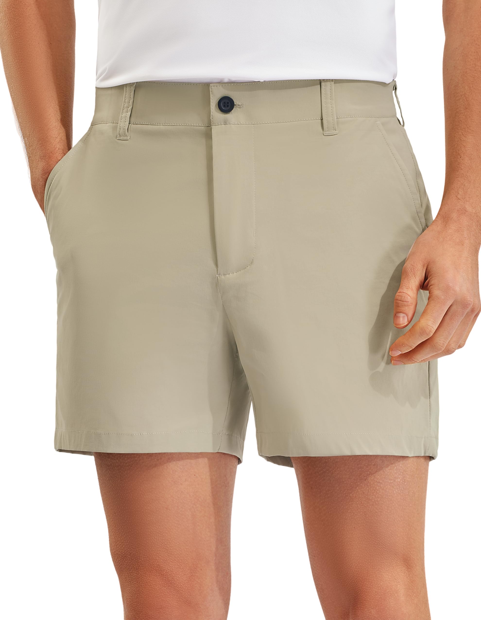 PULI golf shorts flatlay shows 7-inch inseam for versatile, lightweight wear