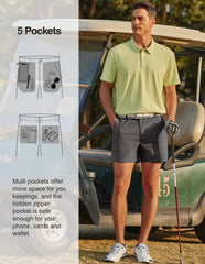 PULI golf shorts moisture-wicking fabric on a model during warm play