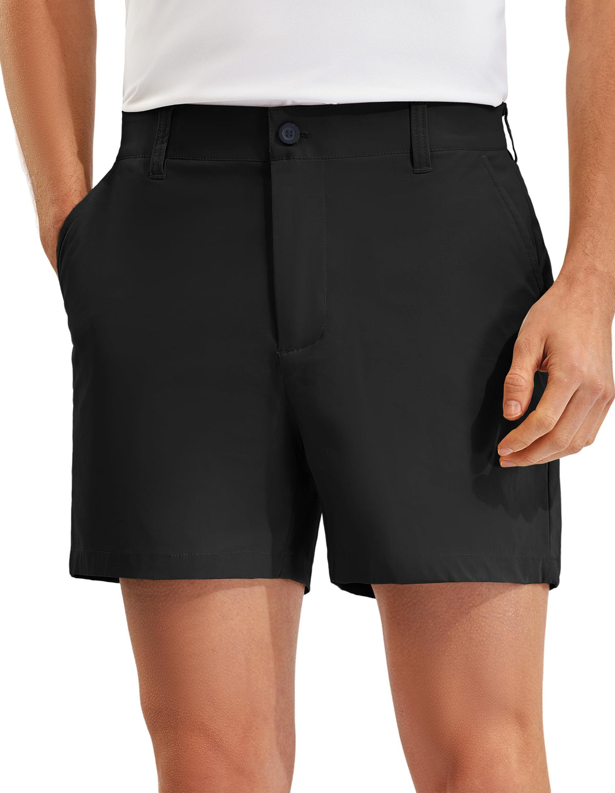 PULI golf shorts relaxed-fit front view highlighting lightweight fabric for all-day comfort.