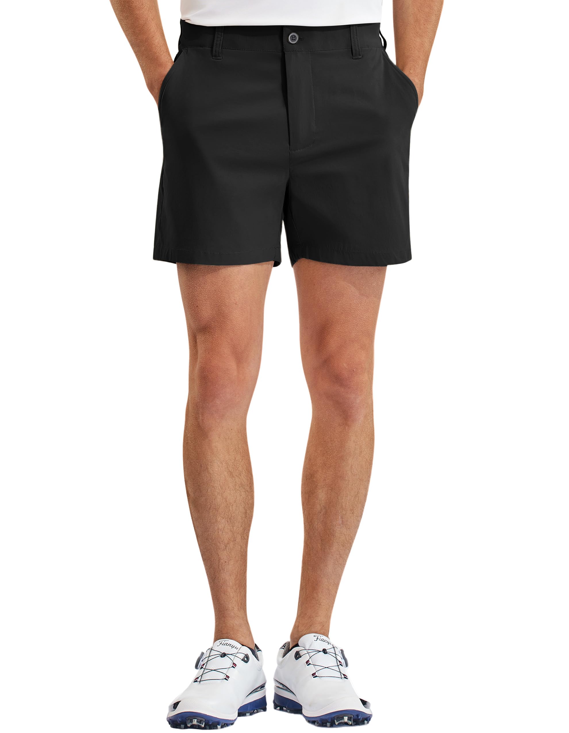 PULI golf shorts stretch waistband close-up for flexible movement during golf and outdoor activities.