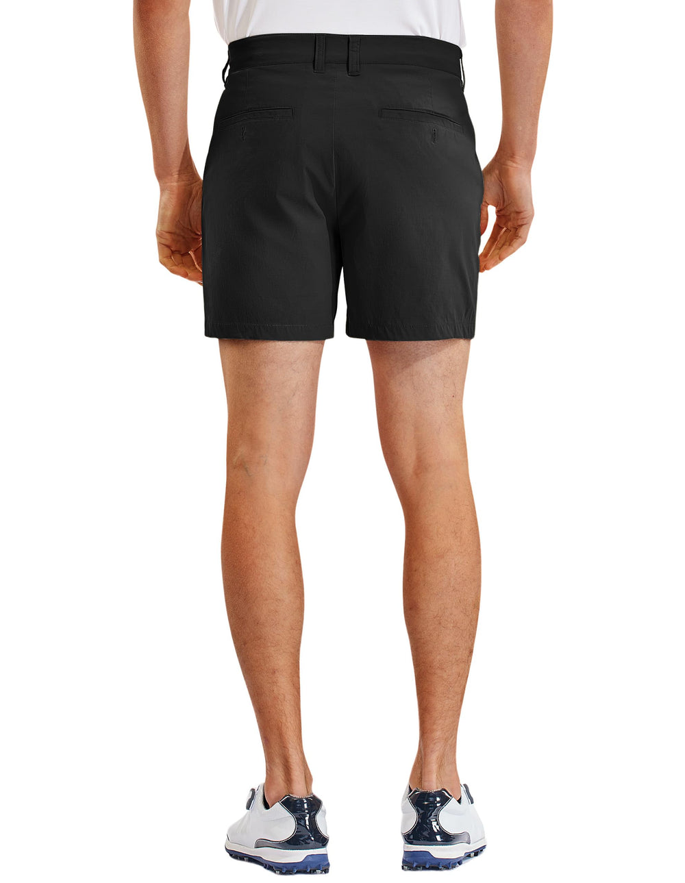 PULI golf shorts waterproof fabric close-up showing weather-ready protection.