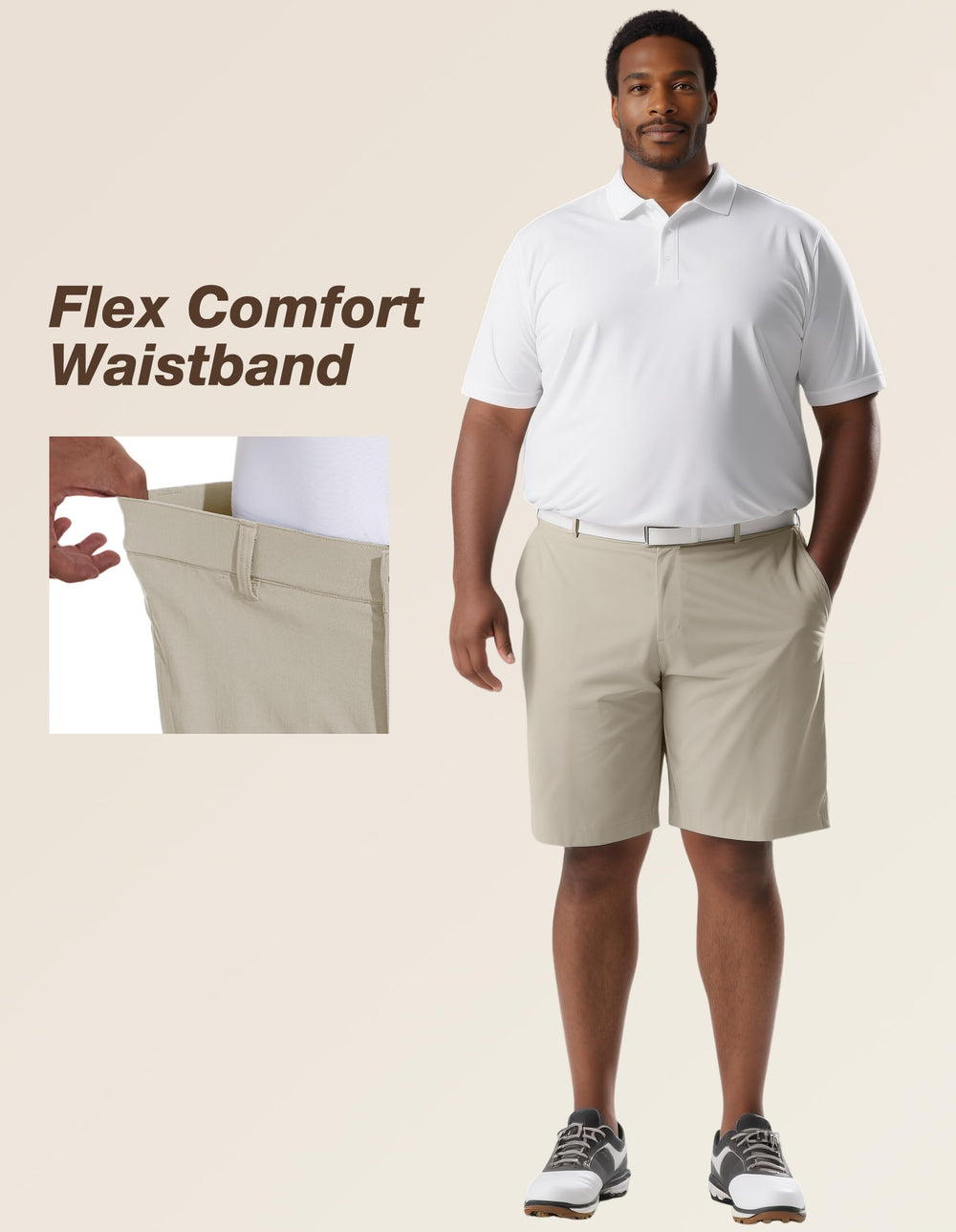 PULI mens big-and-tall shorts back view with zip pocket