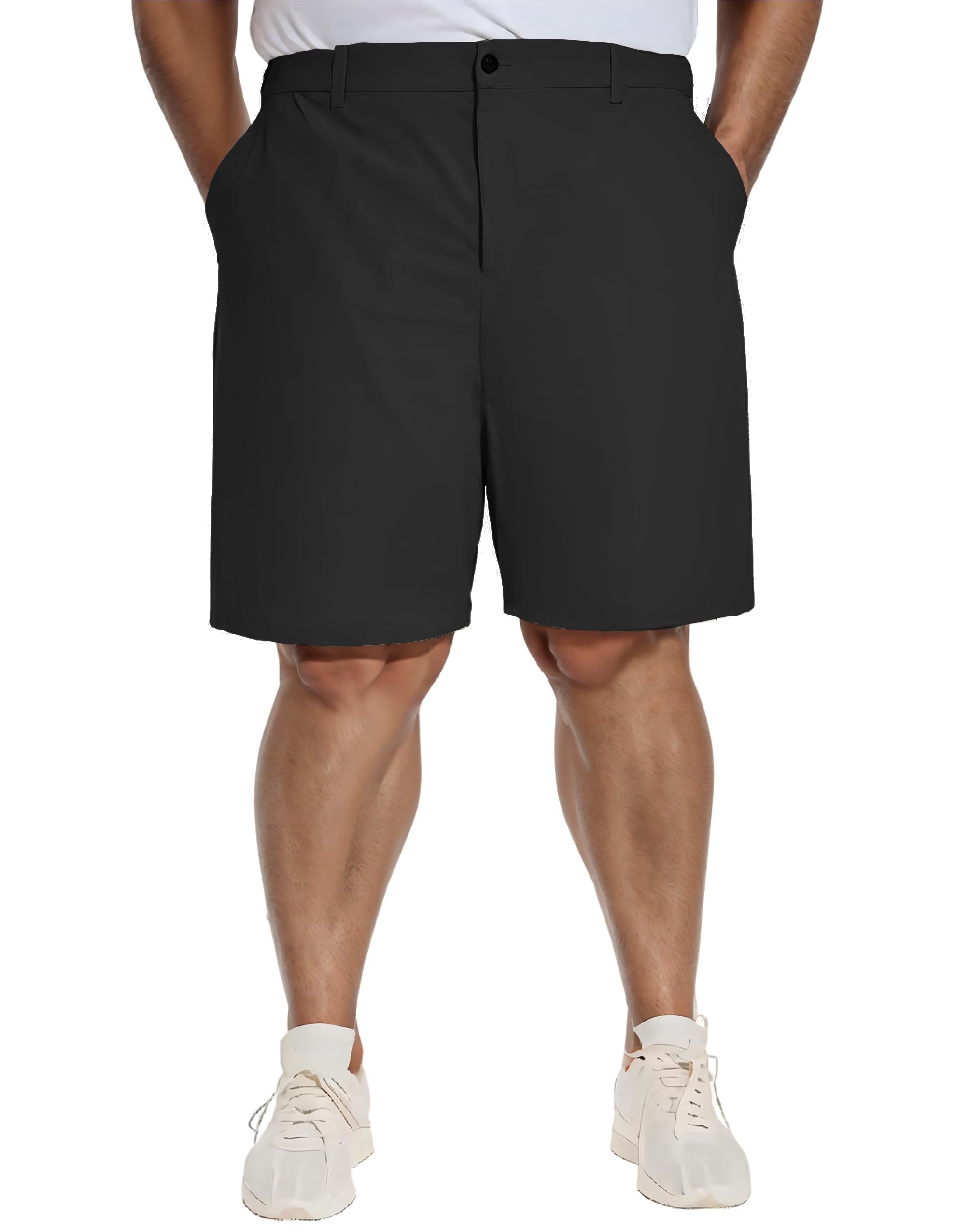 PULI Mens Big Stretch Golf Shorts, 10inch inseam in waterproof fabric for active wear