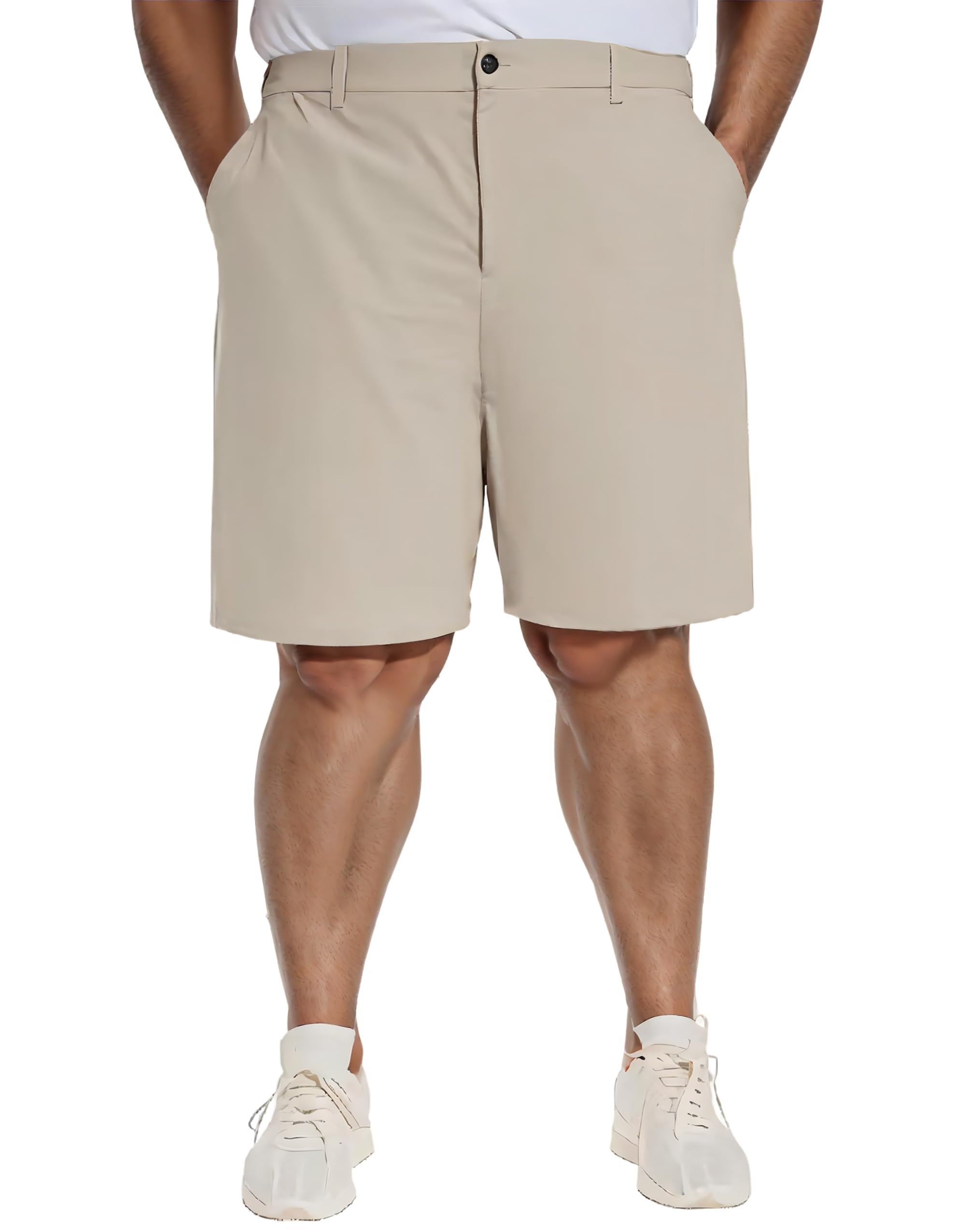 PULI men's big and tall stretch shorts front view, comfy hiking-ready fit.