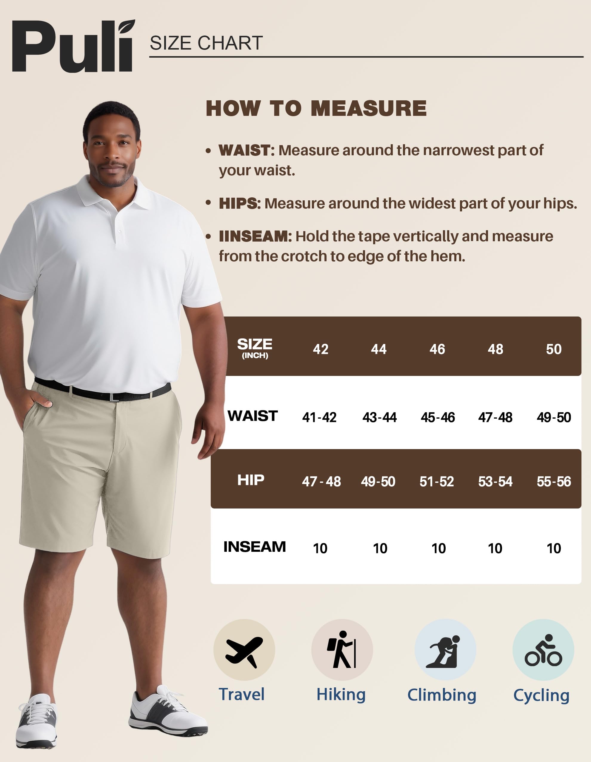 PULI shorts outdoor action shot, versatile for golf or hiking.