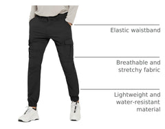 PULI men's hiking pants elastic waistband provides comfortable adjustability for all-day wear.