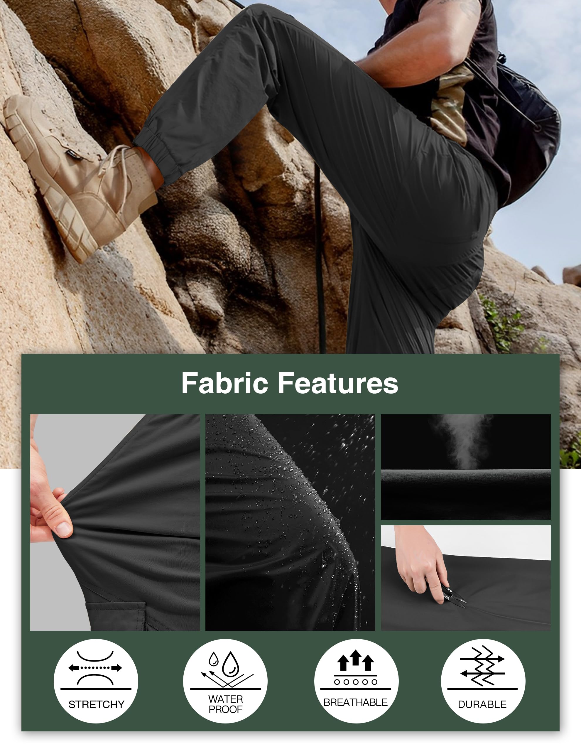 PULI men's hiking pants seven-pocket design for organized essentials.