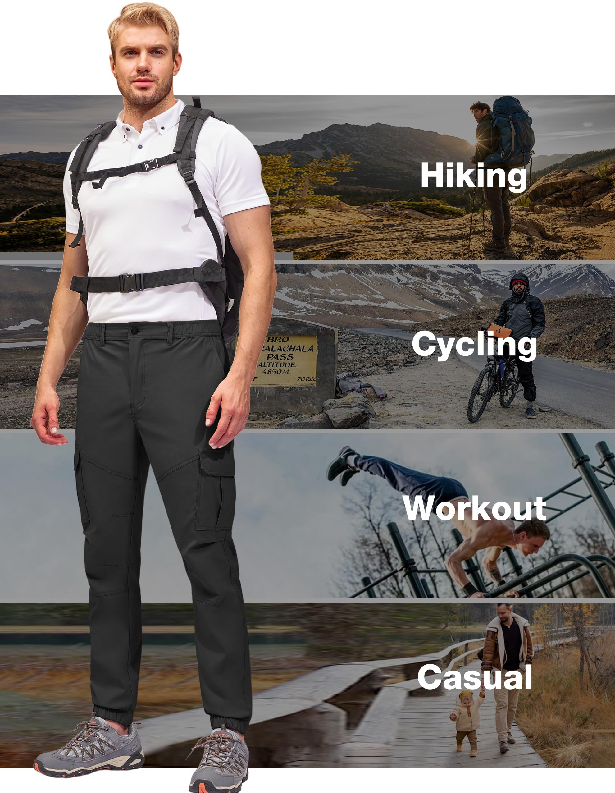 PULI men's hiking pants water-resistant fabric for light rain